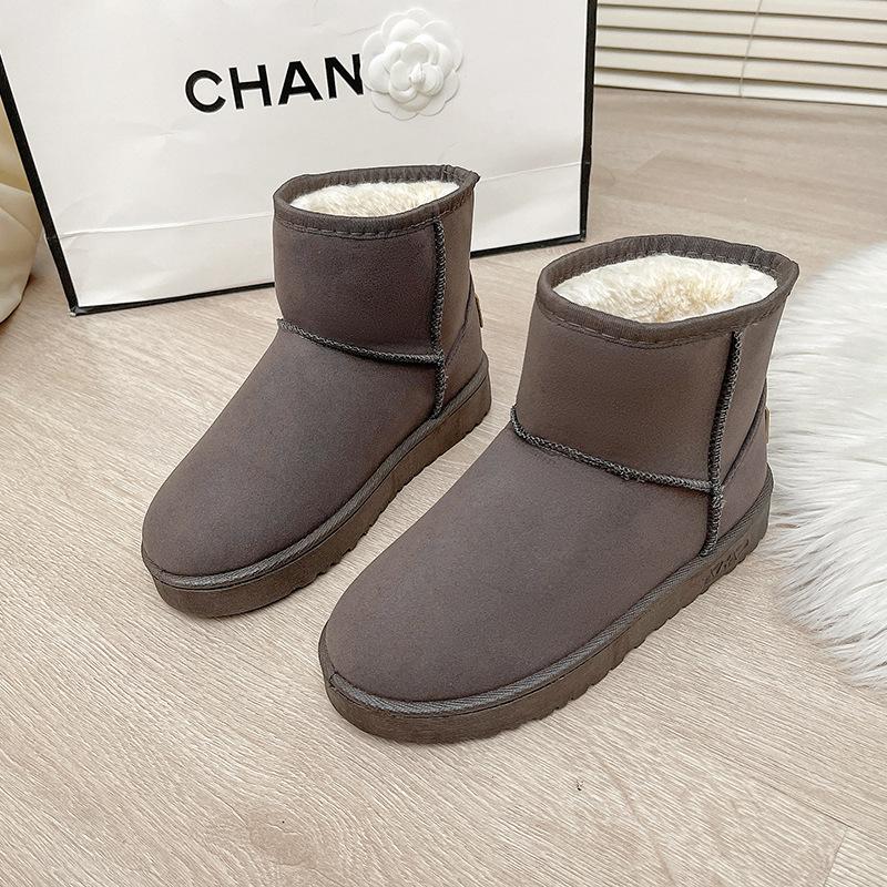 

Зимние ботинки женские короткие 2025 новые зимние ботинки из хлопка с набивным рисунком утолщенные ботинки из нескользящей ткани теплые женские ботинки 41 серый
