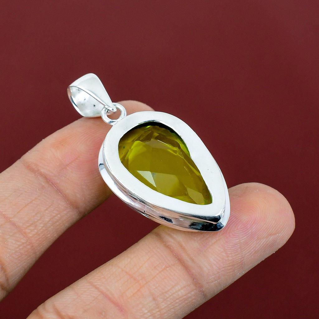 Faceted Lemon Topaz Pendant Handmade Gemstone Pendant 925 Sterling Silver Pendant Lemon Topaz Jewelry Birthstone Pendant Gifts for Mother