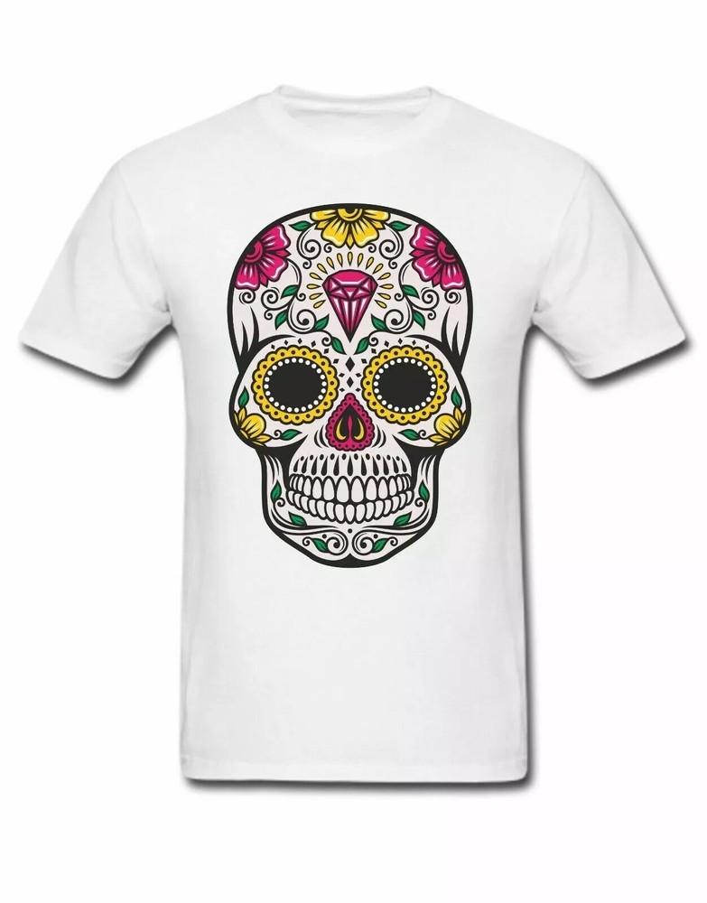 Sugar Skull T-Shirt Retro Cool Gift Tee Mexico Cartoon Day of the Dead UK Unisex T-Shirt XXL