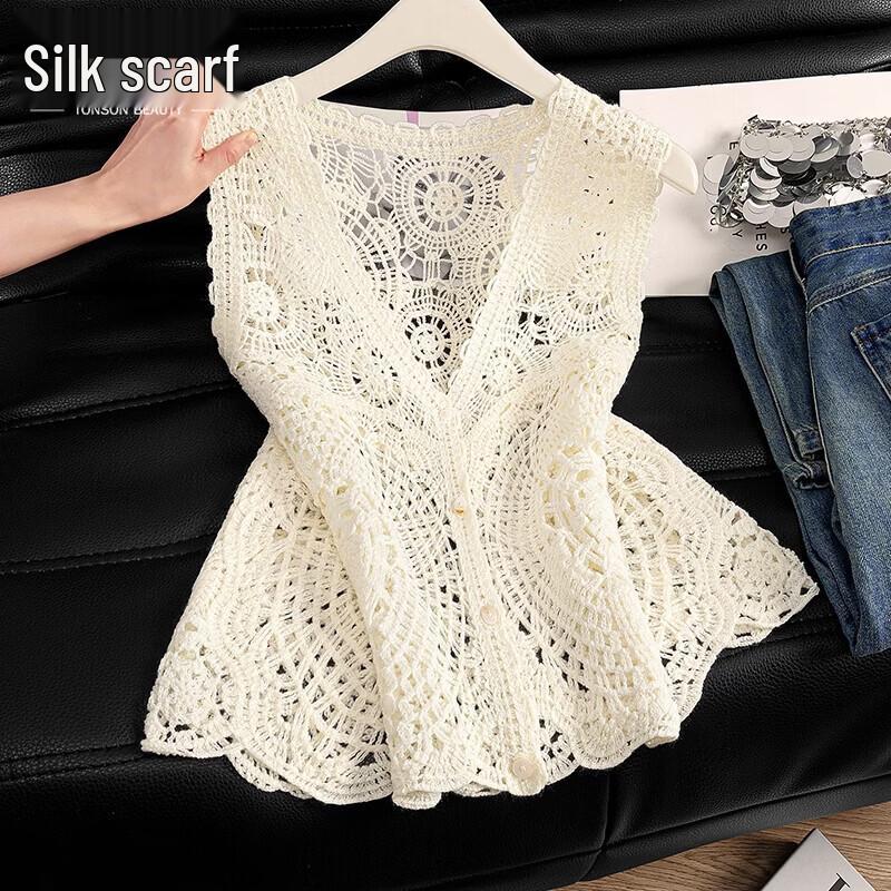 Sibaishe Women s Ruffle Lace V-Neck Sleeveless Vest One Size