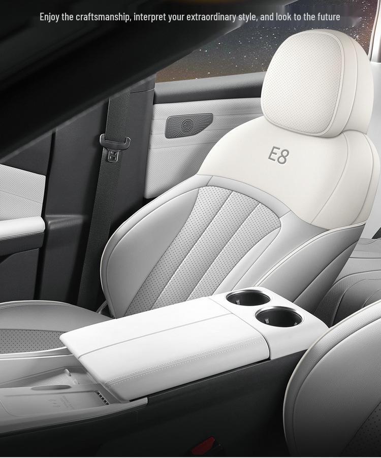 Galaxy E8 Universal Full Leather Car Seat Cushion - New Model for Special Cars, Five-Seat, Four Seasons.