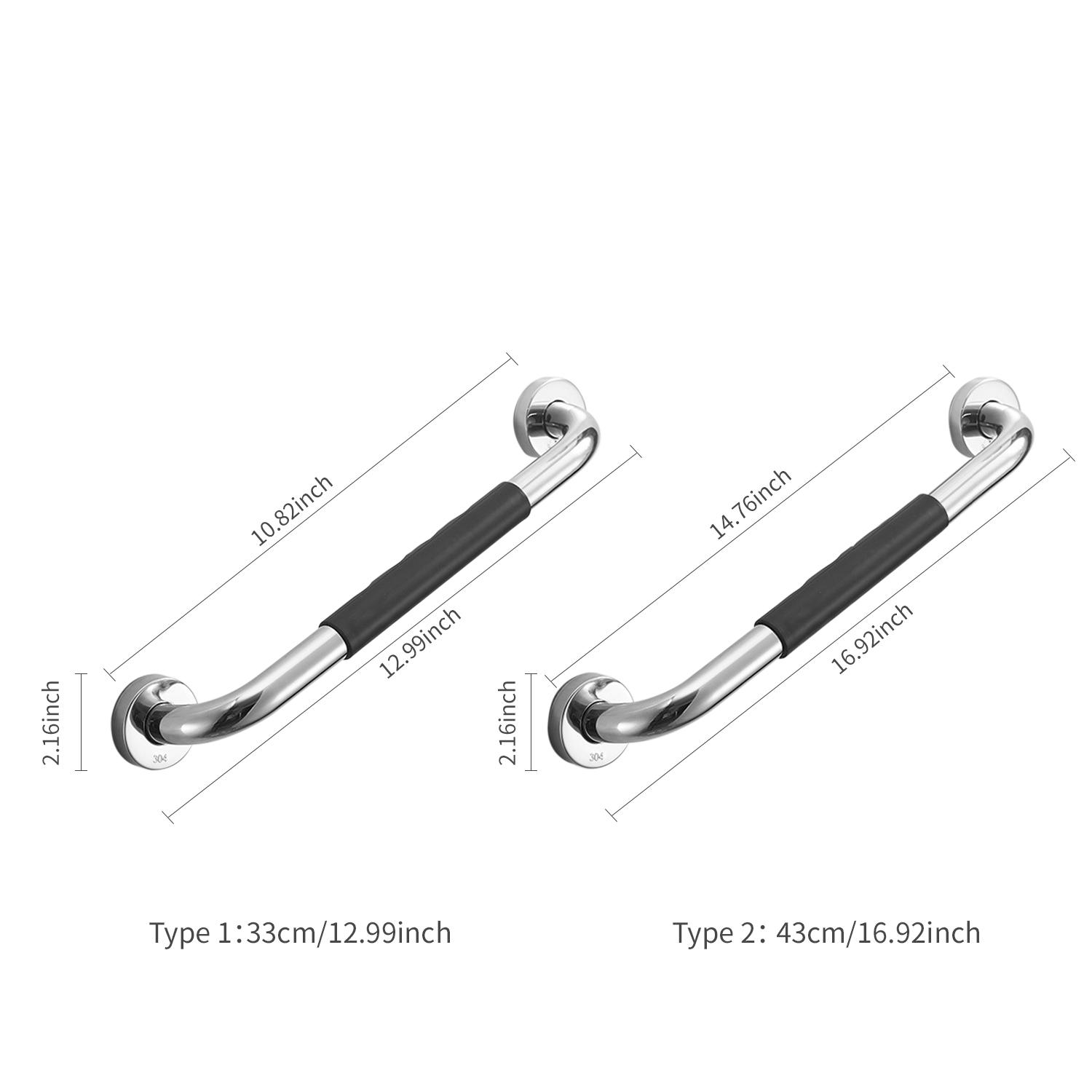 Bathroom Grab Bar Toilet Shower Bathtub Handicap Support Balance Grab Bar Stainless Steel Non-slip Rubber   Rail