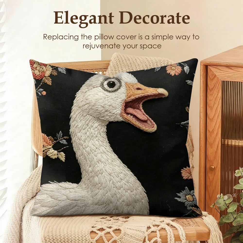 2D Scream Animals Retro Cushion Cover Natural Linen Organic Fabric Double-Sided Printing Sofa Home Decor Gift Pillow Case