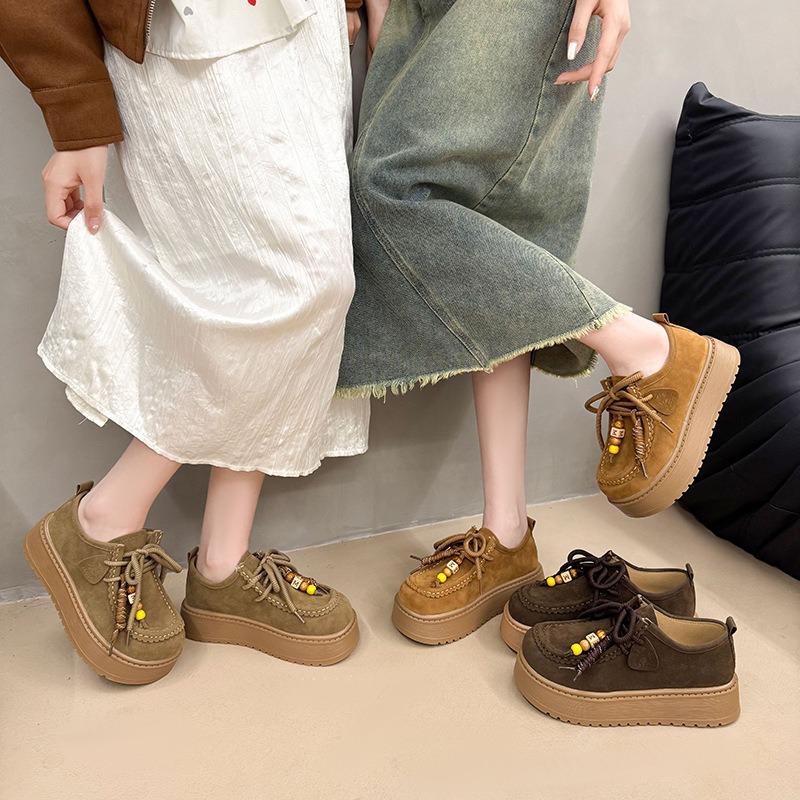 All-inclusive women's thick-soled heightening autumn new retro casual single shoes, one-pedal lazy shoes
