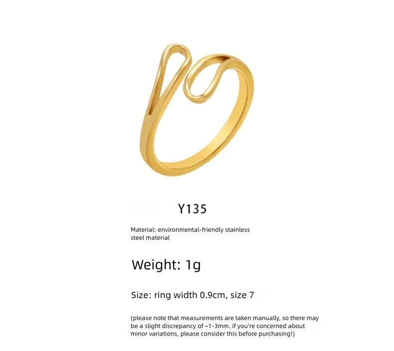 Stainless Steel Personalized Hollow Geometric Asymmetric Opening Ring Plated Minimalist Ring For Gift