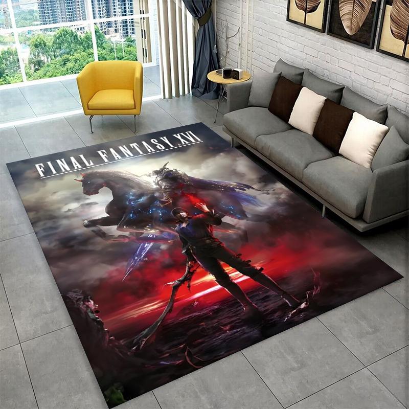 Cloud Tifa Final Fantasy Spiele Sephiroth Teppich Teppich für Schlafzimmer Wohnzimmer Sofa Spielzimmer Fußmatte Heimdekoration,Teppich Rutschfest
