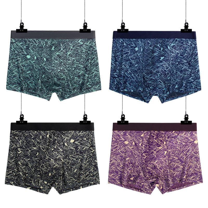 Men's Printed Underwear Comfortable and Breathable Elastic Flat Underwear Square Underwear