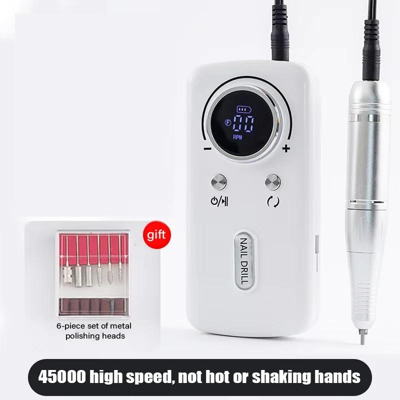 45,000 RPM rechargeable electric nail drill, professional nail drill for gel nails, portable nail file and trimming tool
