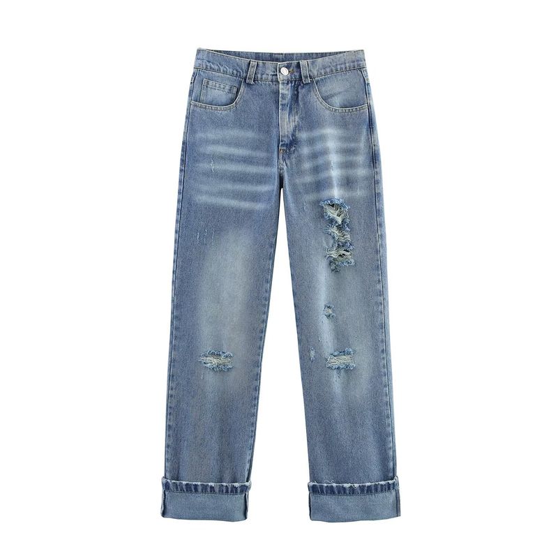 

Осень Новая Женская одежда 2025 Западный стиль Рваная Короткая Джинсовая рубашка Верхняя одежда Брюки 5252272 Pants L