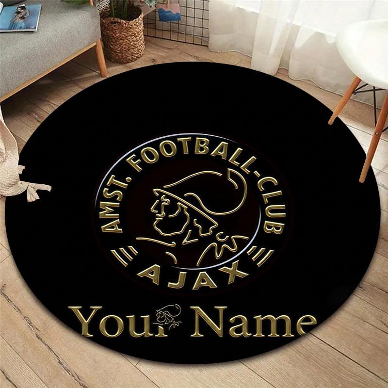 AFC Ajax Custom Name Round Area Rug,Carpet Rug for Living Room Bedroom Sofa Playroom Decor,Non-slip Floor Mat