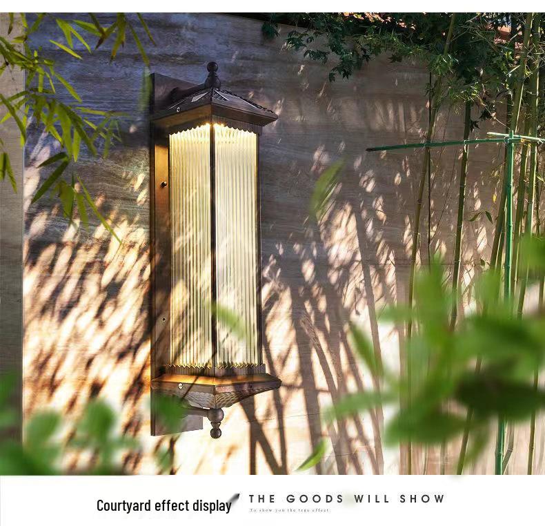 2025 Chinese Style Solar LED Outdoor Wall Sconce - Antique Villa Front Door Lamp, Super Bright