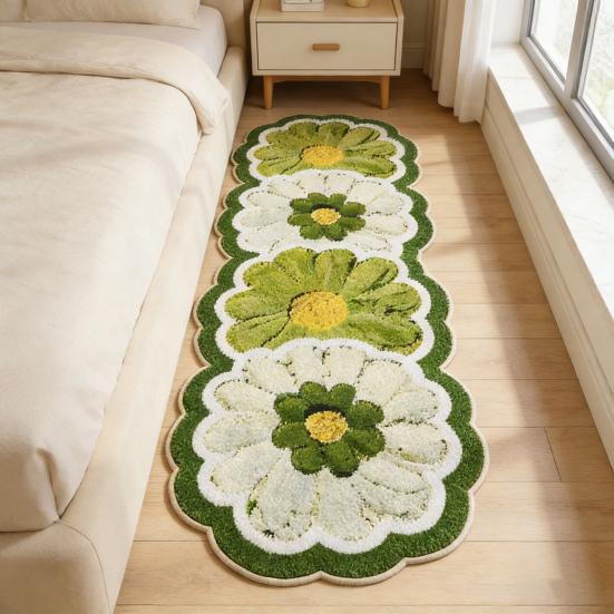 Blumen-Teppichboden aus Kunstkaschmir, rutschfest, waschbar, saugfähig, Plüsch, florale Bodenmatte, Dekoration für Wohnzimmer, Schlafzimmer, Badezimmer
