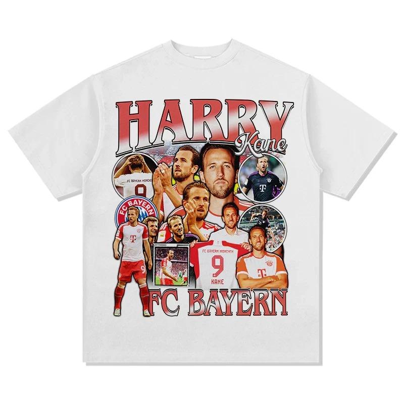

Harry Kane FC Bayern Munich #9 Vintage Bootleg Oversized T-Shirt, Bundesliga Soccer Star Graphic Tee, Unisex Casual Top XL бежевий