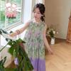 Girls' Vintage Floral Sleeveless Cotton Princess Dress