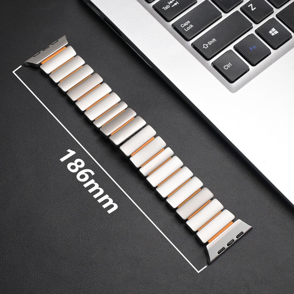 Men Titanium Rubber Strap for Apple Watch Ultra 3 49mm Series 11 10 46mm Luxury Wrist Band for Iwatch 9 8 7 45mm 6 5 4 SE 3 44mm