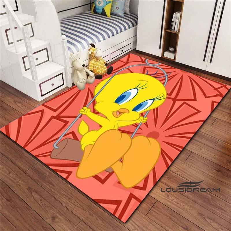 3D printed cartoon TweetyBird rug, suitable for living rooms, bedrooms, sofas, balconies, gardens, etc. Large-sized decorativ