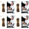 Antique Style Wooden Salt And Pepper Shakers With Manual Grinder For Kitchen And Dining