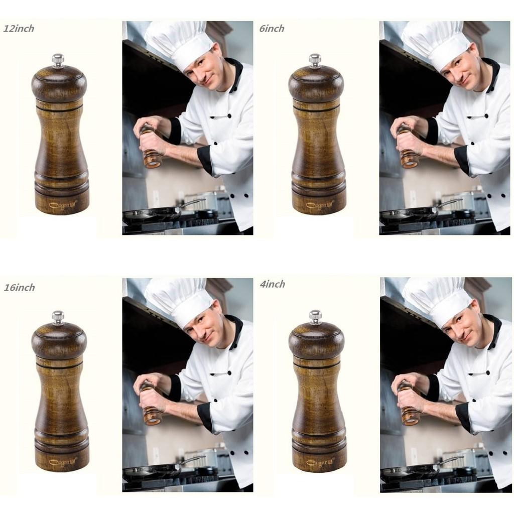 Antique Style Wooden Salt And Pepper Shakers With Manual Grinder For Kitchen And Dining