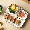 Set of 3 Divided Plate With Cup Bowl Ceramic Kitchen Food Container Tableware Safe In Microwave Oven Dishwasher Lunch Box