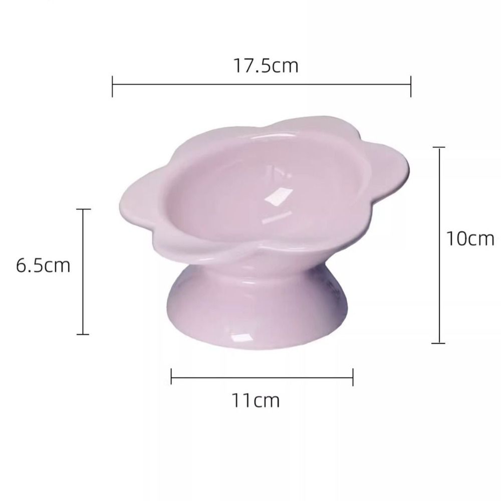Ceramic Pet High Foot Bowl Cute Pet Drinking Feeder Anti Knock Cat Bowl  Neck Protection