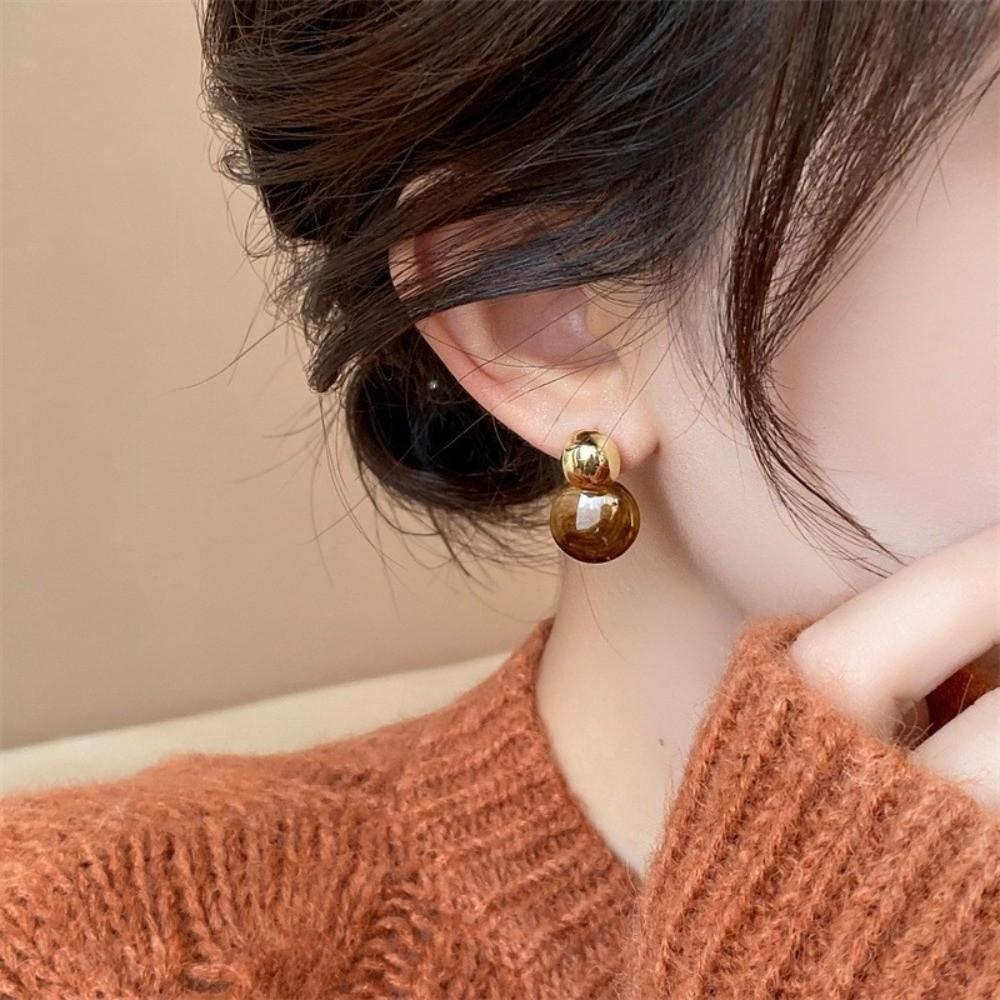 Pendant Vintage Women's Earrings Fashion Jewelry Amber Ear Stud Amber Color Earrings  Women