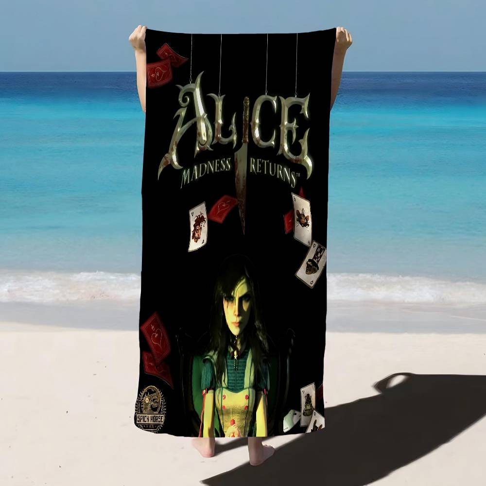 A-Alice M-Madness R-Returns Anime Beach Swimming Towel Soft Absorbent Washcloth Children's Gifts for Kids Travel Camping Gym