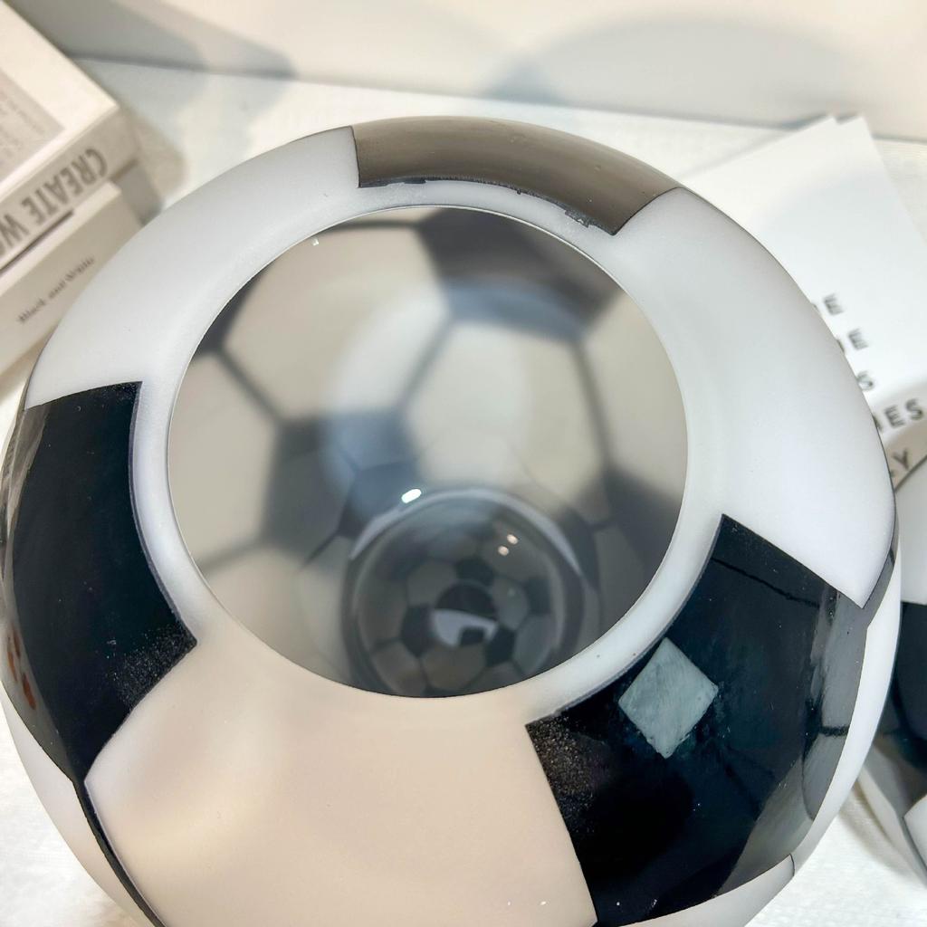 Fußballform Schwarzer und Weißer Kreis Glasvase Geometrische Fußballornamente Blumenvase Blumentopf Heimdekorationszubehör