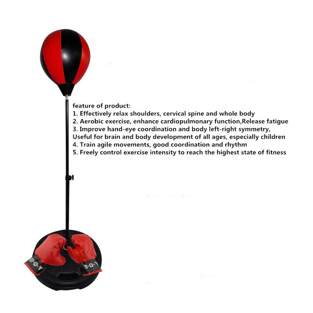 Children Gloves Stand Boxing with Punching Ball Hand Pump and Adjustable Height Stand