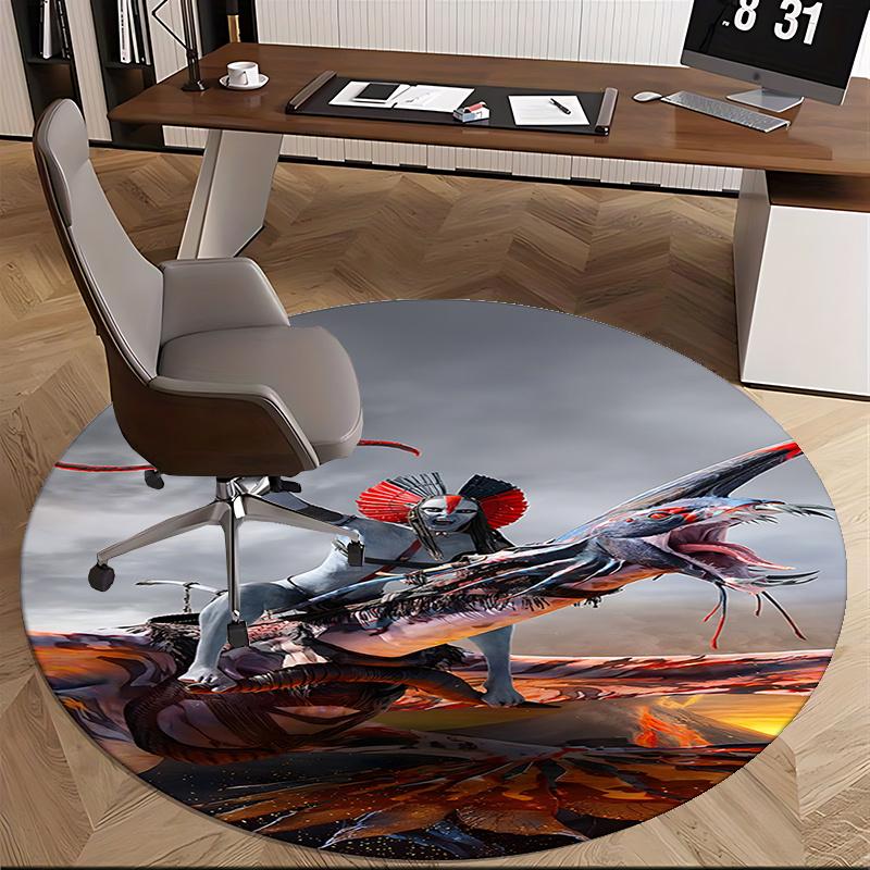 Fantasy Warrior Chair Mat Round Carpet for Home Decor, Office Use, Gift Idea Bedroom and Living Room0166b