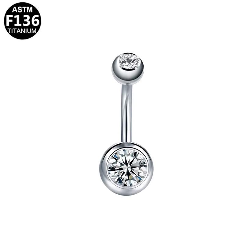 Titanium F136 Navel Ring with Diamond Ball for Daily Wear