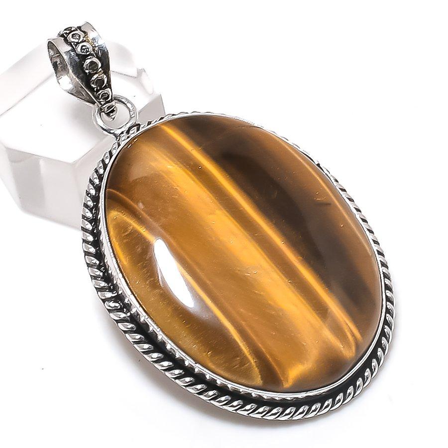 

Natural Tiger Eye Gemstone 925 Sterling Silver Jewelry Pendant 2.17 z1f10