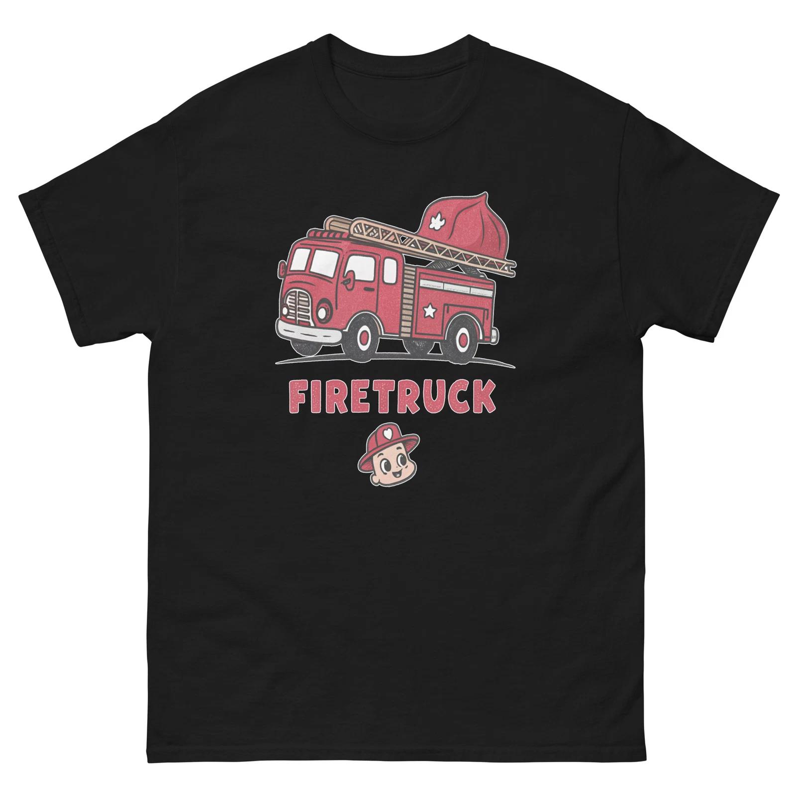 

Firetruck Transportation Vehicle Illustration T-Shirt M