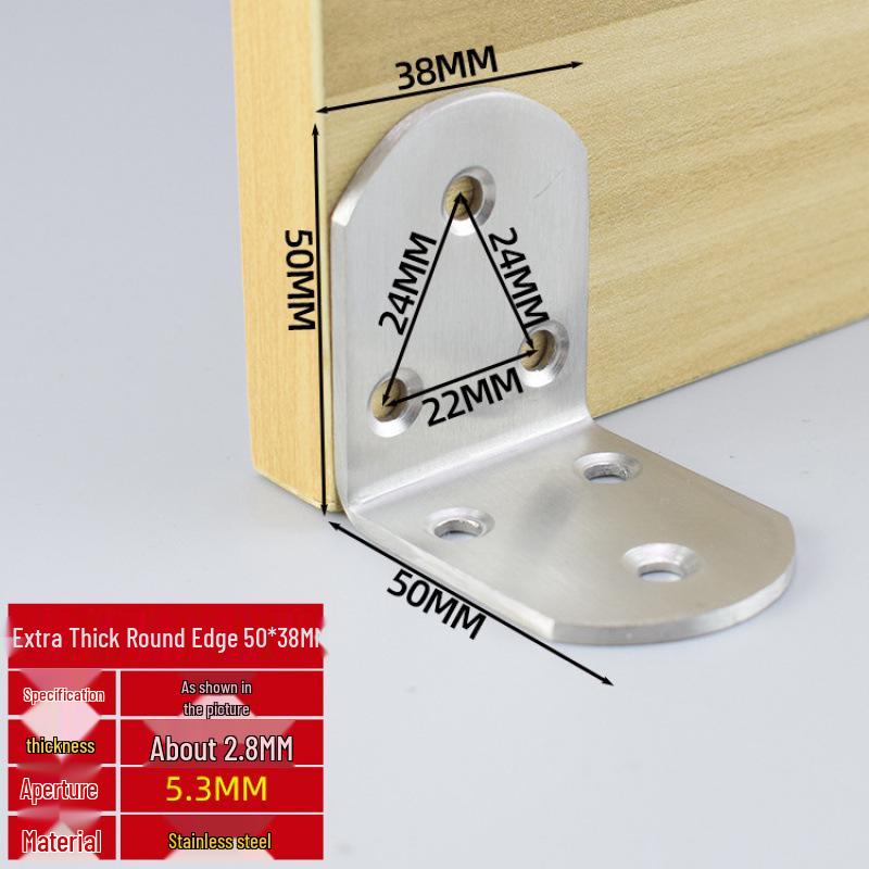 Thick Stainless Steel 90° Angle Bracket for Furniture Fastening