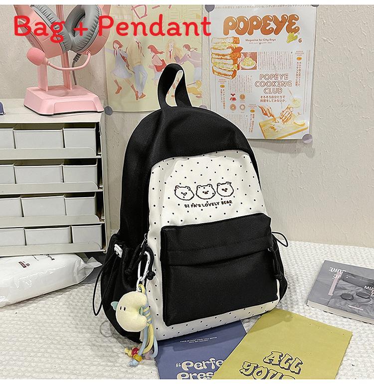 Youth Campus Backpack Nylon Girls School Bag With Padded Straps For Travel And Study