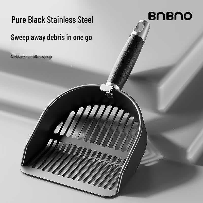 BNBNO Black Stainless Steel Cat Litter Scoop