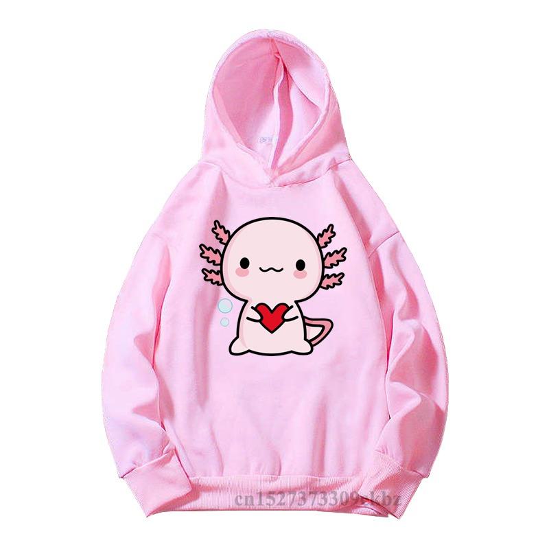 Just A Girl Who Loves Axolotls Print Kids Pink Hoodie Comfy Versatile Long Sleeve Streetwear Children Sweatshirt Baby Casual Top