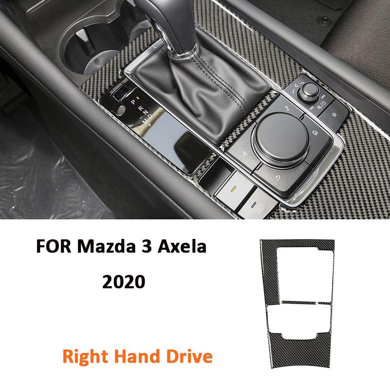 For Mazda 3 Axela  Carbon Fiber Car Center Console Gear Shifter Panel Frame Trim Cover Decoration Sticker Auto Accessories
