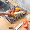 Kitchen Dish Drying Rack Stainless Steel Adjustable Drainer Rack Fruits Vegetable Kitchen Organizer Sink Cleaning Basket Tool