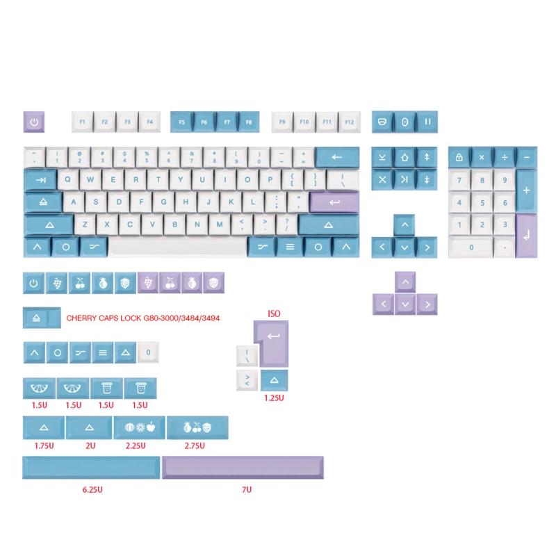 138 Keys PBT Keycaps DA Profile DYE SUB Personalized Fruit Yogurt Game Keycap For MX h Mechanical Keyboard