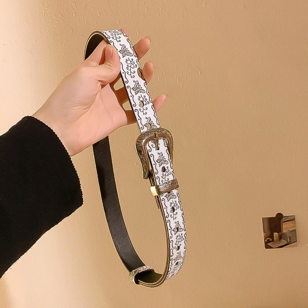 Butterfly Embossed Women's Faux Leather Belt Hip-Hop Waistband Fashion Jeans Belt
