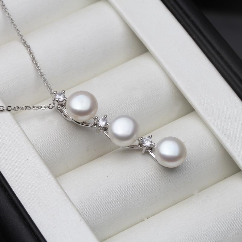 Trendy Freshwater Natural Black Pearl Pendant Woman,925 Sterling Silver Pearl Pendant Bridal Wife Mother Gift White Black