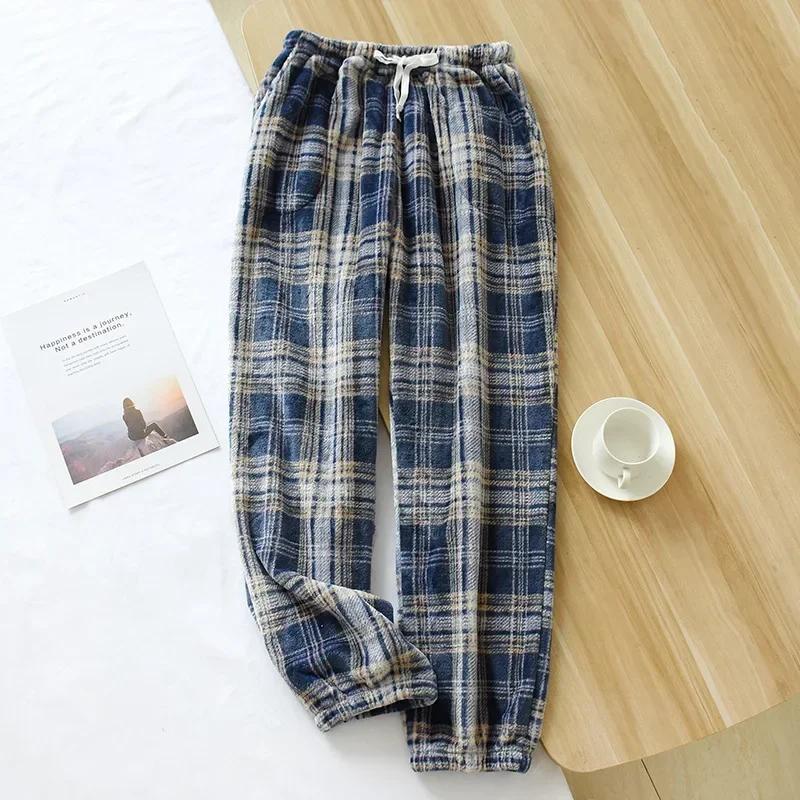 Pajama Pants Women's Autumn Winter Trousers Warm Pants Thickened Loose Warm Beam Feet Flannel Home Pants