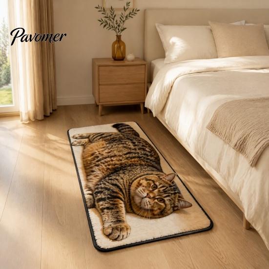 Washable Bathroom Mat Cute Cat Shape Rug, 3D Simulation Modeling, Soft Imitation Decorative Decor Cashmere Absorbent Floor Mat, Non-slip for