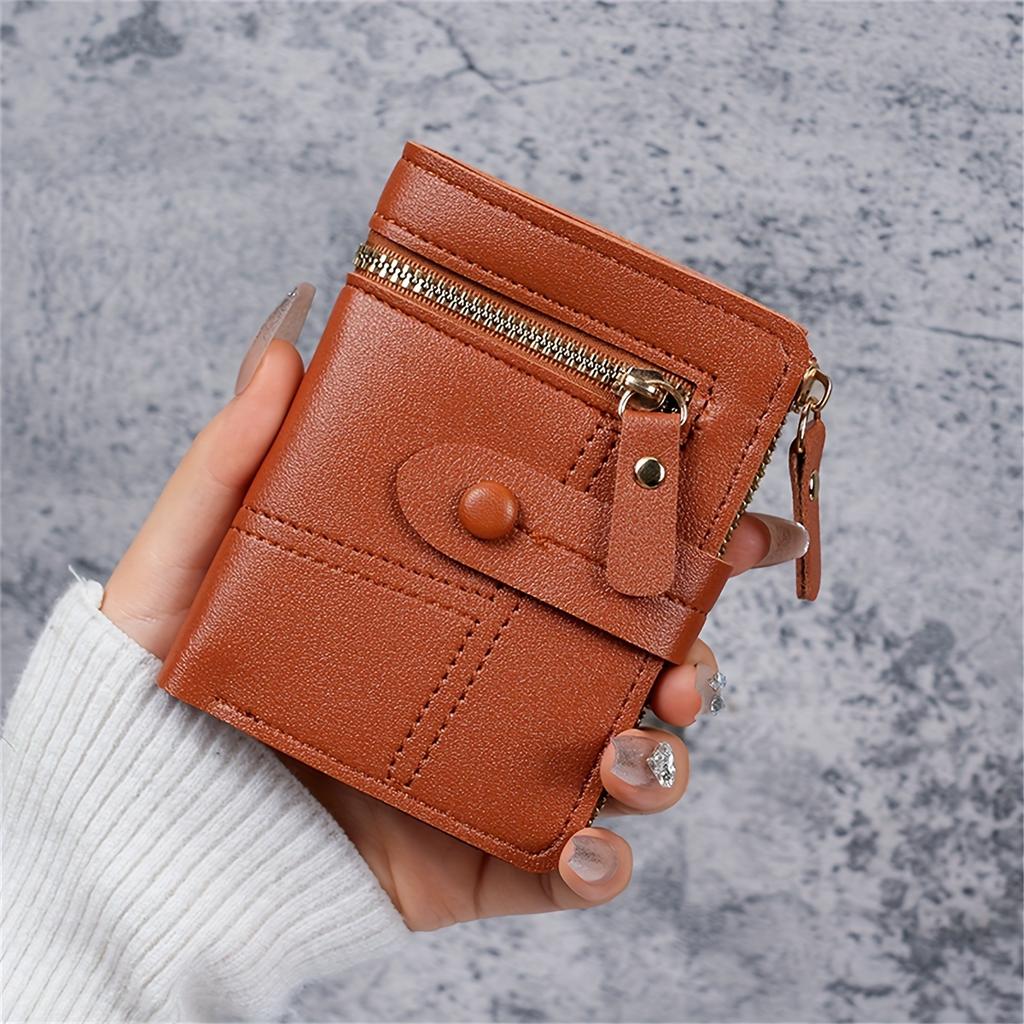 New Women'S Short Bifold Coin Purse Small Bag Bank Card Credit Card Organizer Multi-Slot Card Holder Zipper Wallet