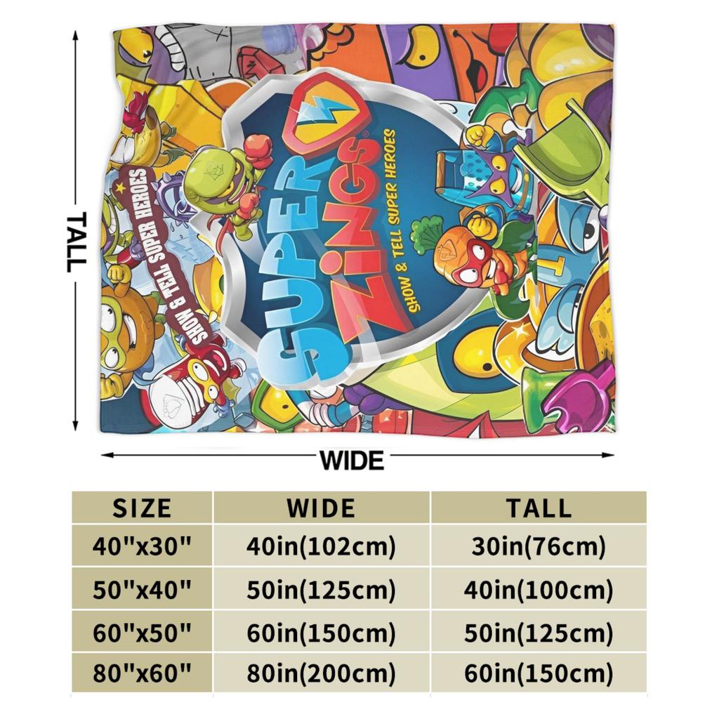 Super Zings Printed Blanket For Men Women Super Soft Cozy Funny Superzings Throw Blanket for Living Room 50x60 Inches Multi-size