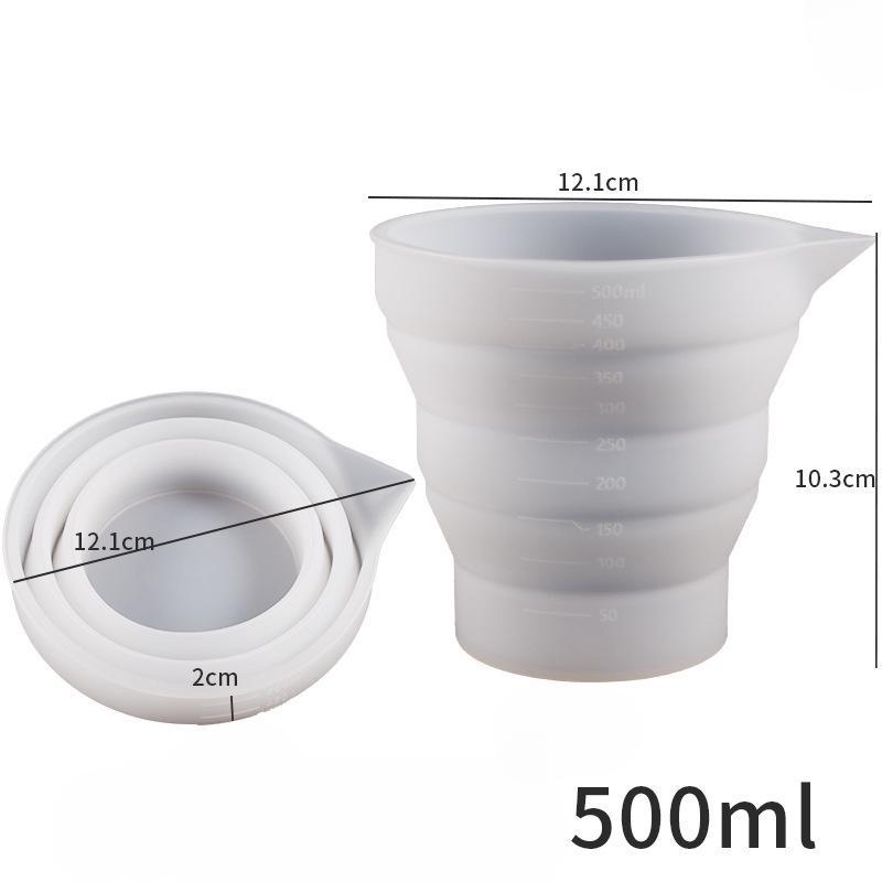 Silicone Resin Measure Cups Graduated Silicone Measuring Collapsible Long Mouth Silicone Measuring Cups for Epoxy Molds