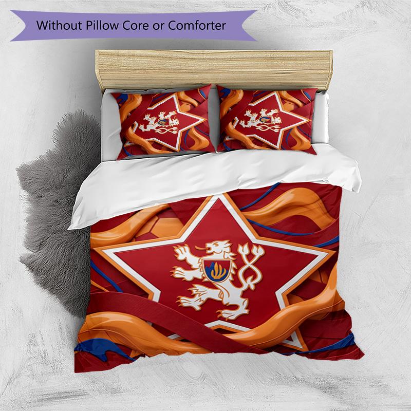 Czech Republi Football Printed Bedding 3 Piece Set Cozy Breathable Bed Cover Set As Housewarming Holiday Gift
