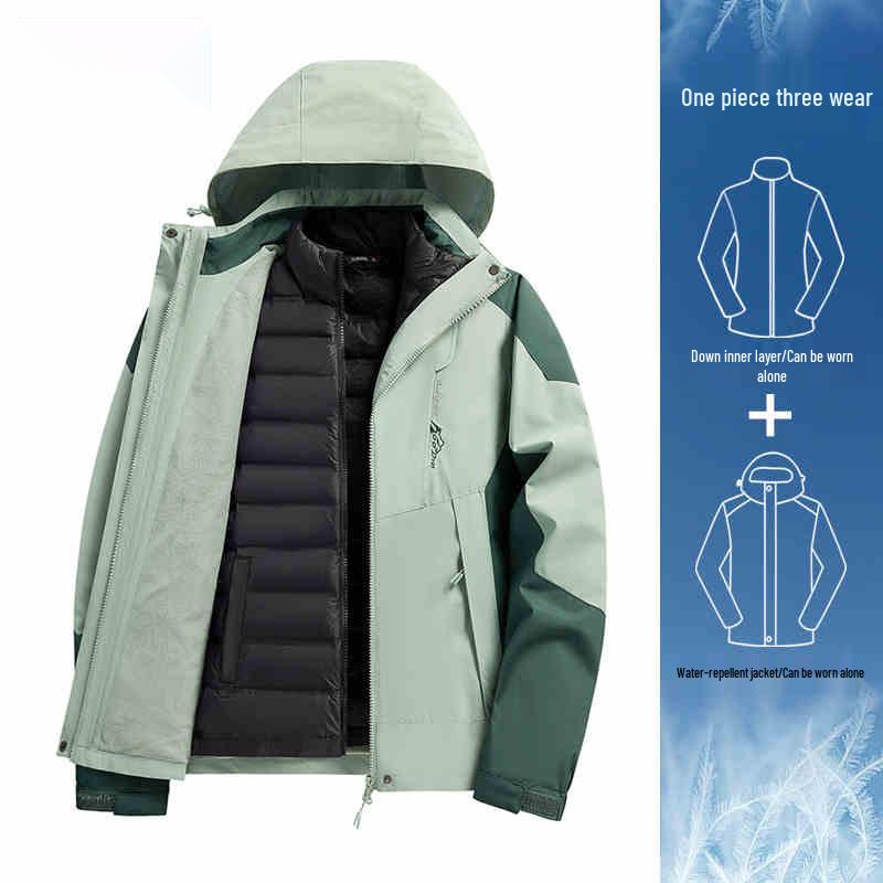 Women's Camel HJCAMEL 3-in-1 Windproof Down Jacket - Thick Winter Mountaineering Suit & Windbreaker Coat