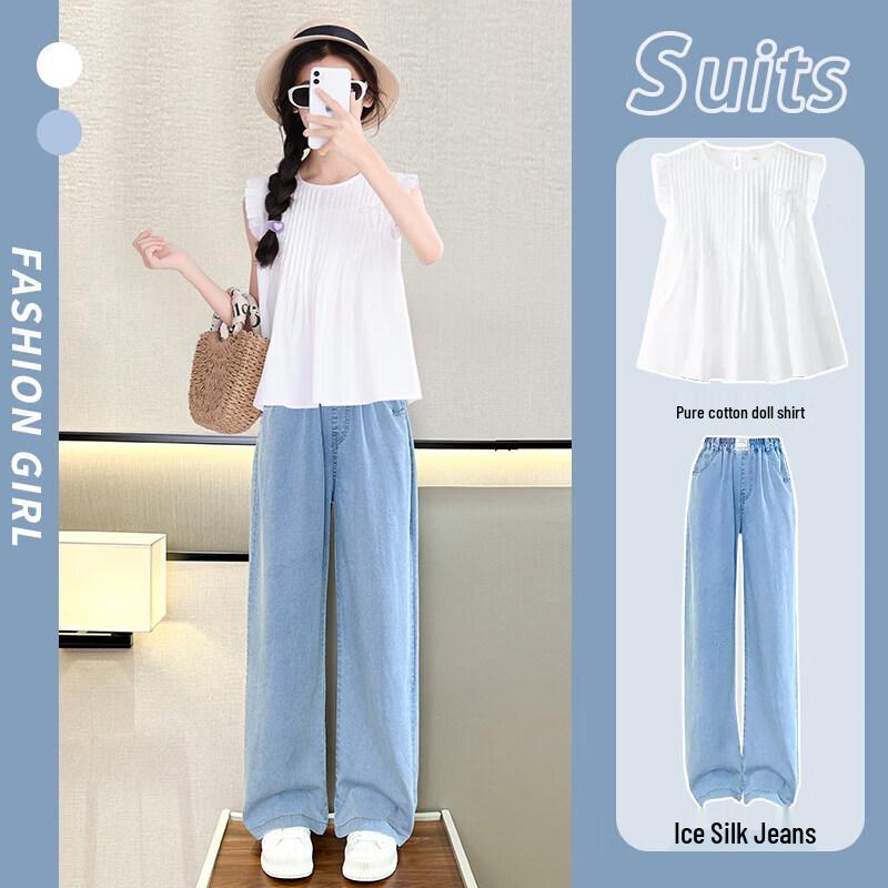Moonkids Girls  Fashion Summer Vest & Jeans Set 160cm