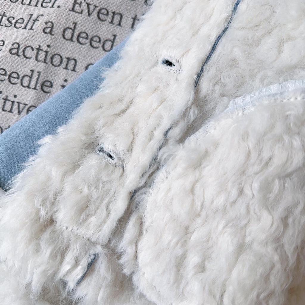 Mädchen Wintermantel im koreanischen Stil: Warmer Fleece-gefütterter Kunstpelz-Einteiler BWB022